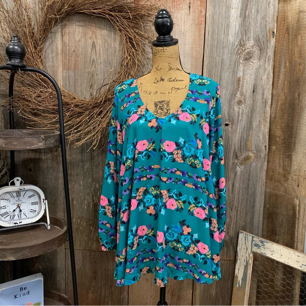 Show Me Your MuMu Turquoise Floral Dress